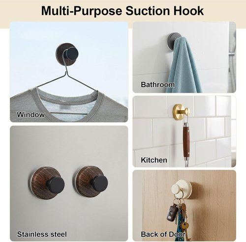 Heavy Duty Wreath Hanger by [Brand Name] - Versatile Suction Cup Hooks for Front Door & Windows | Walnut, 2-Pack