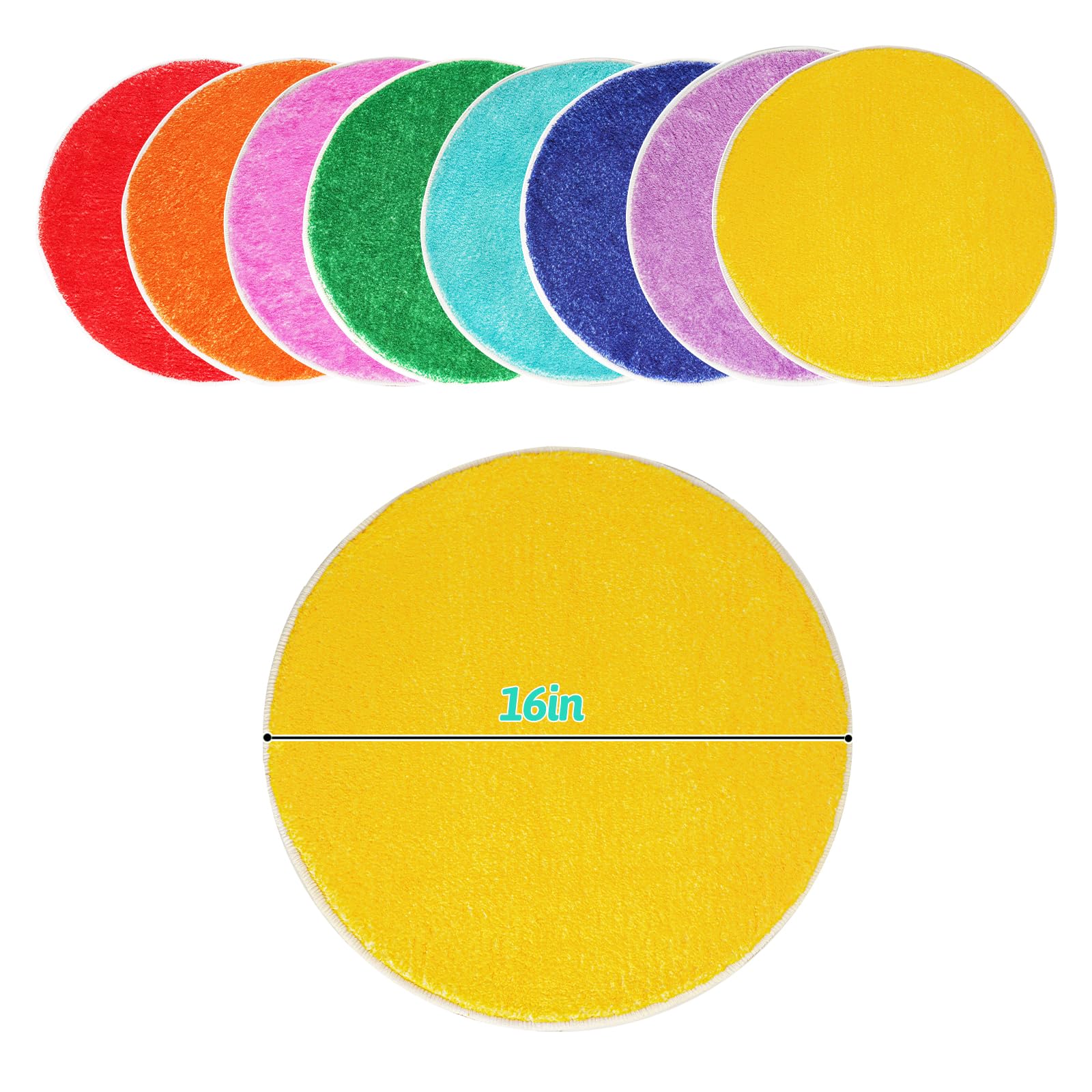 8 Pcs Kids Carpet Circle Seats Classroom Rugs 16" Kids Floor Cushions Round Soft Warm Mat for Preschool Home School Story Time, Group Activity Educational Playing Areas
