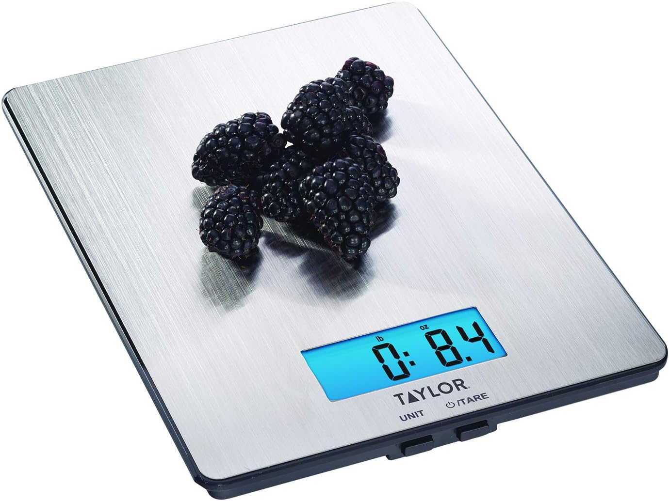 Taylor Stainless Steel Digital Kitchen Scale - Ultra-Thin Design, 11lb Capacity, Sleek Silver Finish