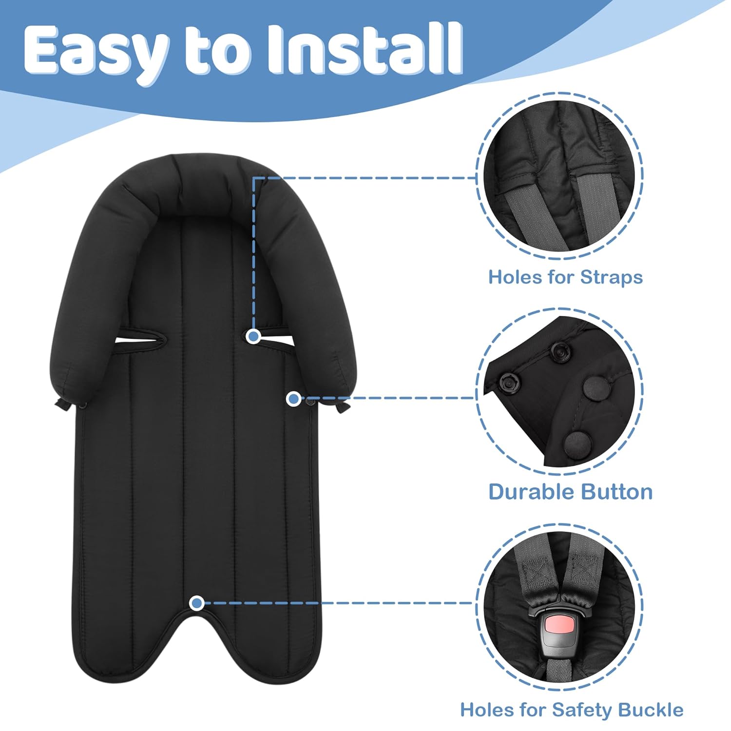 Pro Goleem Infant Car Seat Head Support - Soft 2-in-1 Insert for Newborns | Gray & Black