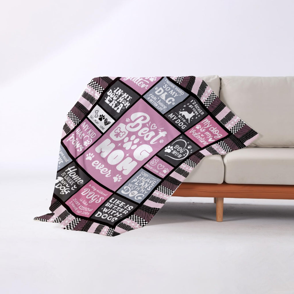Dog Mom 50X60 Soft Throw Blanket 310 Grams Pink Throw Gifts for Dog Lovers Meaningful Mother's Day Present for Dog Moms Owners Designed for Easy Maintenance