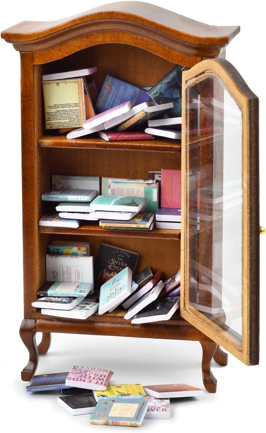 Skiennix Mini Bookshelf - Handcrafted Design with 100+ Unique Miniature Books | Perfect for Book Lovers