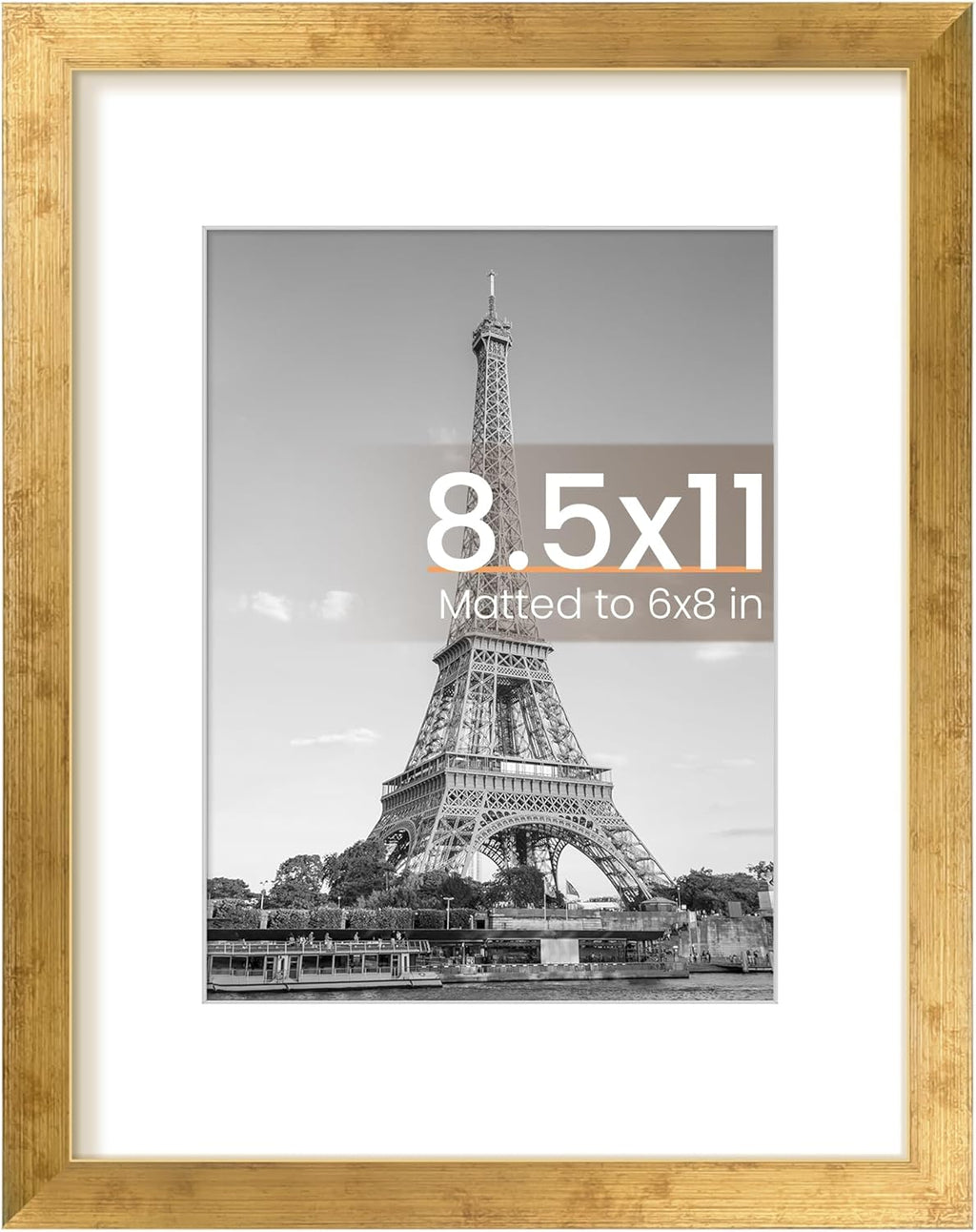 Upsimples 8.5 x 11 Picture Frame - Versatile Display for 6x8 Photos with Mat or 8.5 x 11 Without - Bronze Finish