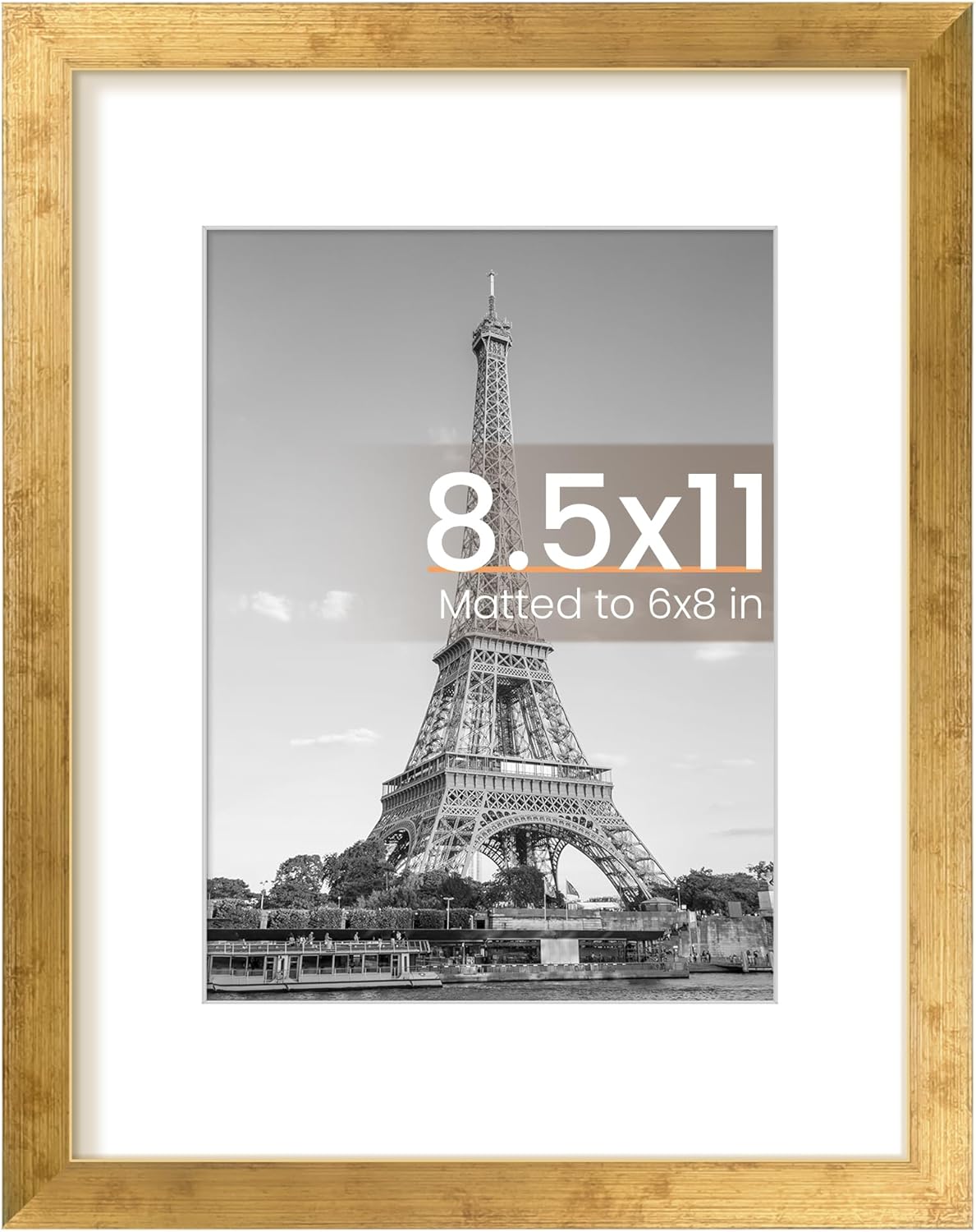 Upsimples 8.5 x 11 Picture Frame - Versatile Display for 6x8 Photos with Mat or 8.5 x 11 Without - Bronze Finish