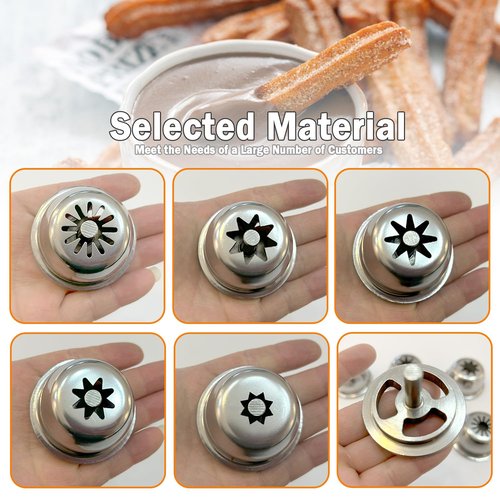 5 Piece Spanish Churro Maker Filling Nozzles Attachment Hollow Stainless Steel Molds Replacement Parts for Churro Machine