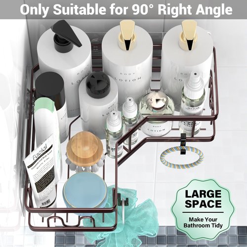 AKTECKE Corner Shower Caddy Organizer - Adhesive No-Drill Rack for Bathtub | 3-Pack Rustproof Shelves