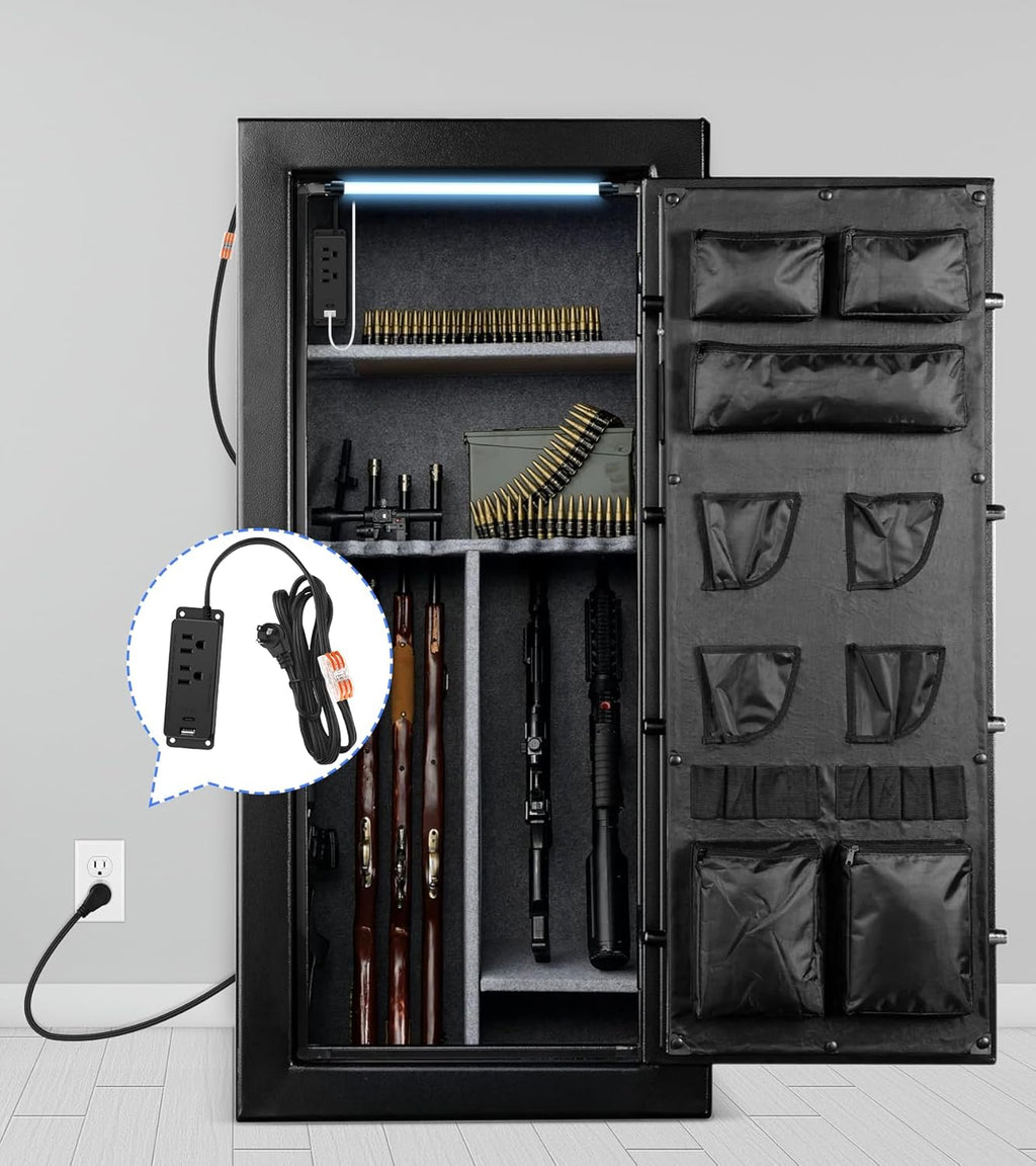 Skiennix Gun Safe Power Outlet Kit - Electrical Outlet with USB-C Port for Dehumidifiers & Lights (6FT)