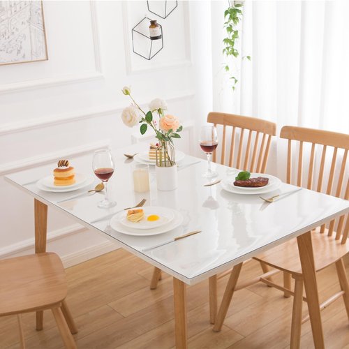 Eisdroma 44 x 72 Inch Clear Table Cover Protector, Clear Table Protector for Dining Room Table, 1.5mm Plastic Table Cover, Waterproof Table Pad for Kitchen, Office