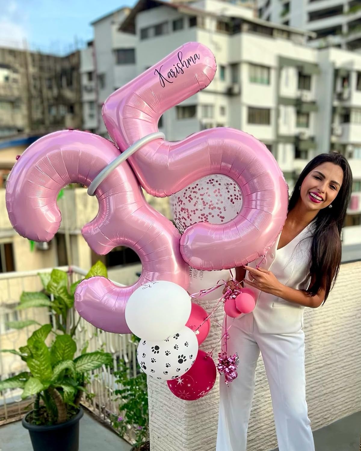 Pearlescent Pink Number 4 Balloon - 40 Inch Large Birthday Decoration for Girls' 4th Party