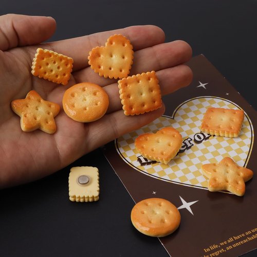 10 Pack Adorable Cartoon Cookie Refrigerator Magnets - 5 Cute Biscuit Shapes, Sweet Dessert Decor for Photo, Note & Menu Display on Fridge, Locker & Whiteboard
