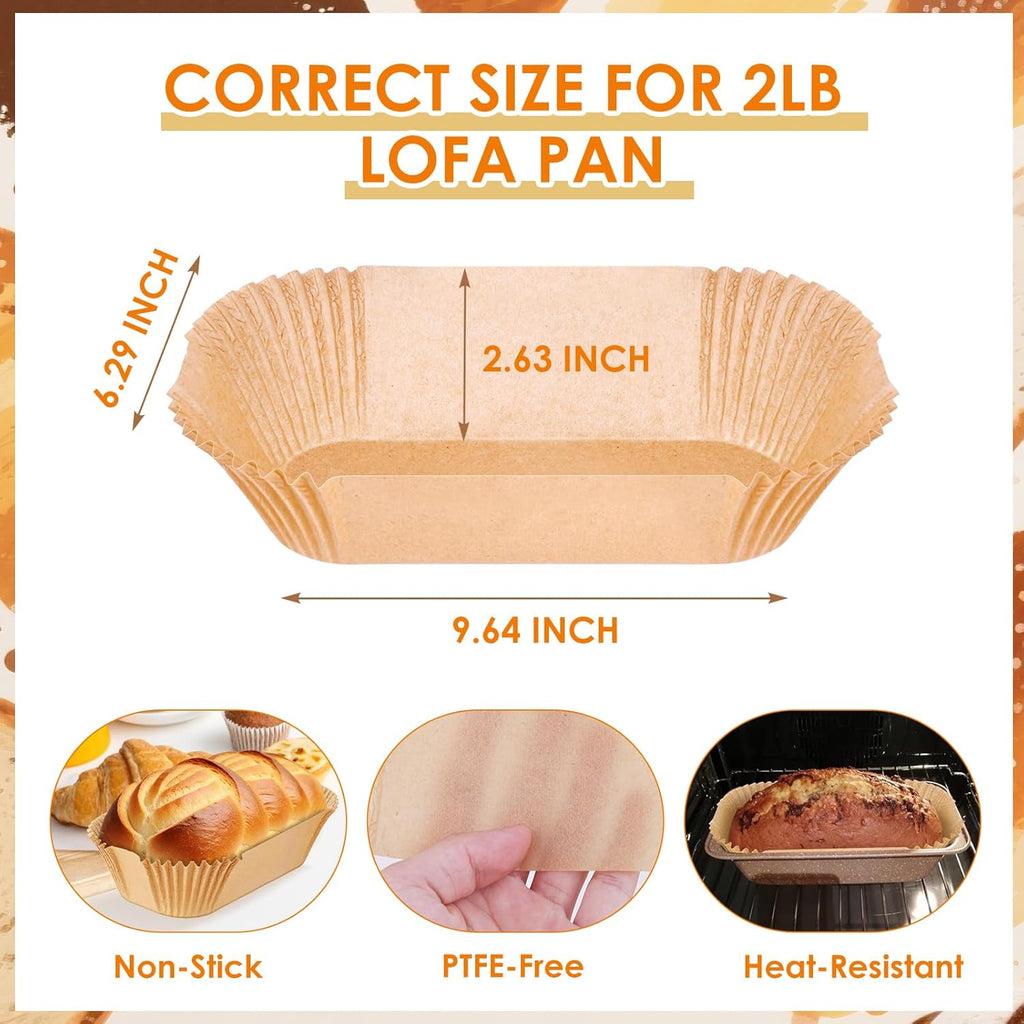 200pcs Skiennix Loaf Pan Liners - Parchment Baking Sheets for 9x5 Inch Bread Pans