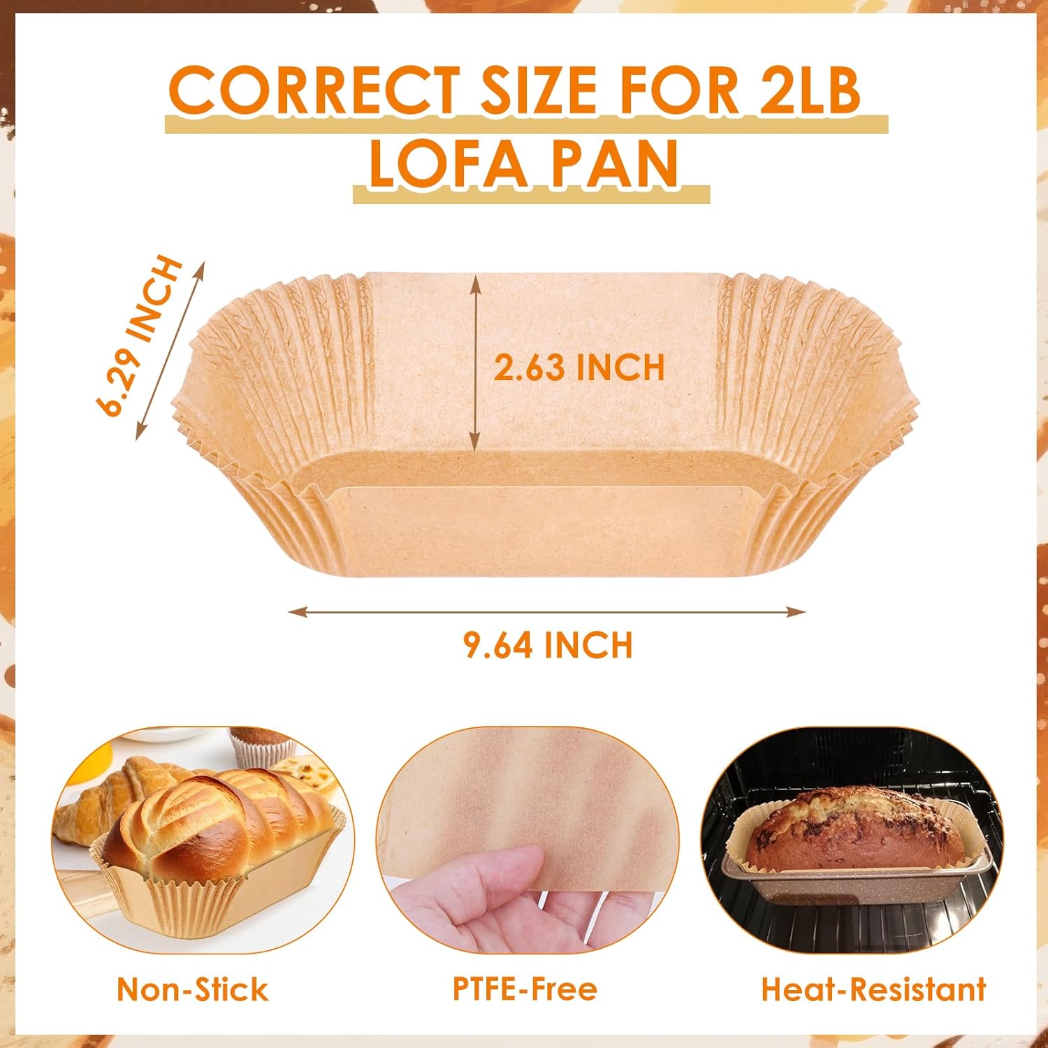 200pcs Skiennix Loaf Pan Liners - Parchment Baking Sheets for 9x5 Inch Bread Pans