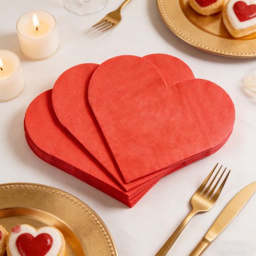 Veart Napkins, 100Pcs Valentines Day Napkins Red Disposable Paper for Valentine's Day Decoration,Wedding, Anniversaries, Birthday Party