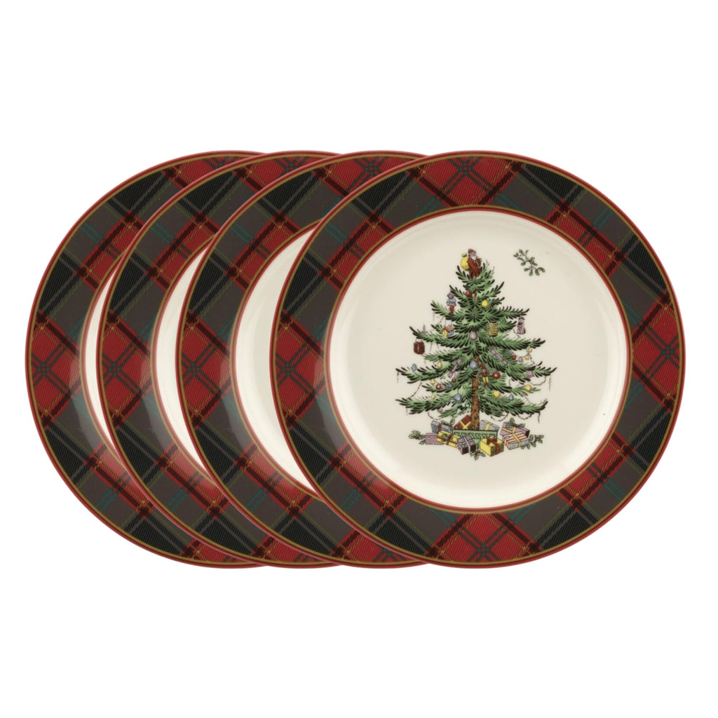 Spode – Christmas Tree – Christmas Tree Tartan Salad Plate - Set of 4