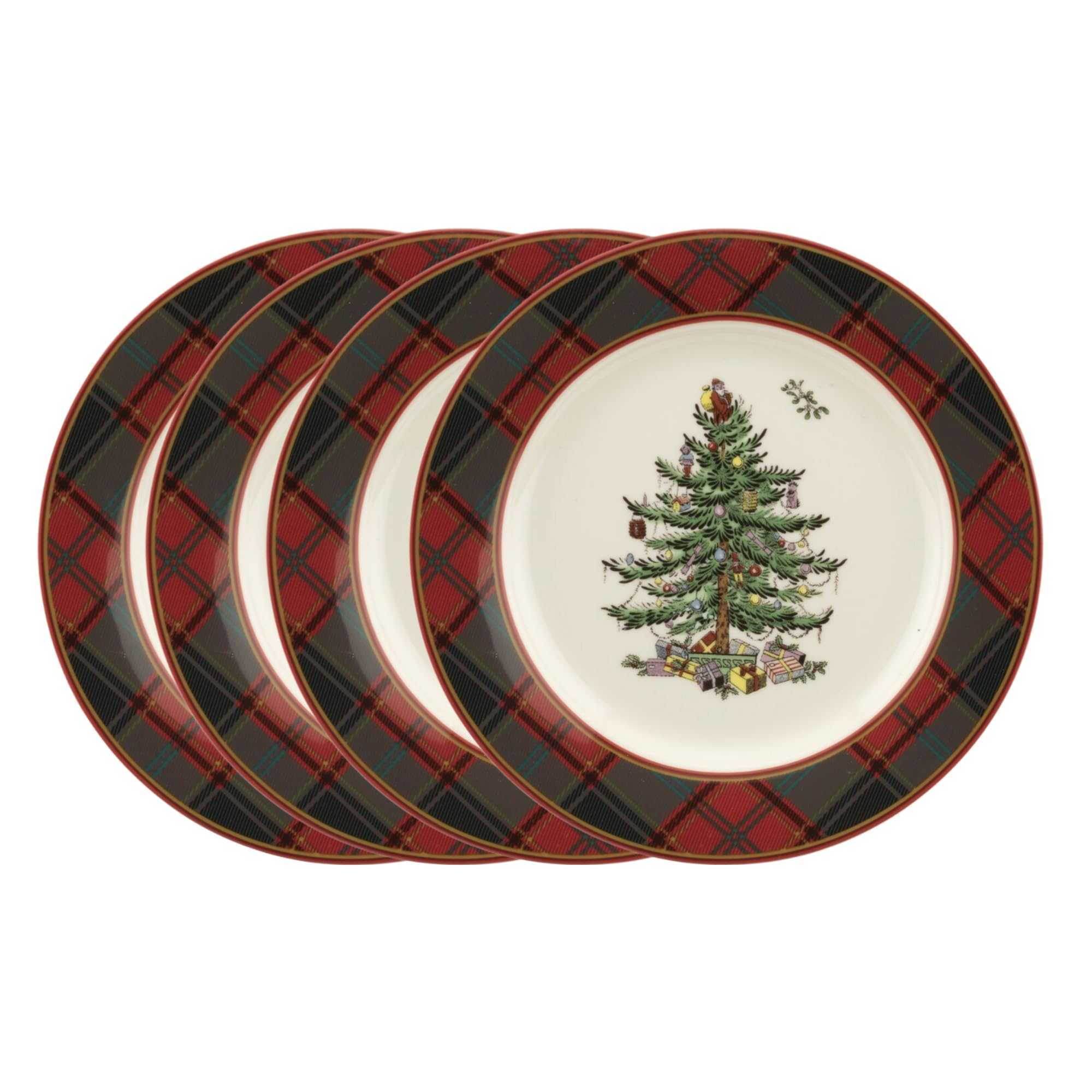 Spode – Christmas Tree – Christmas Tree Tartan Salad Plate - Set of 4