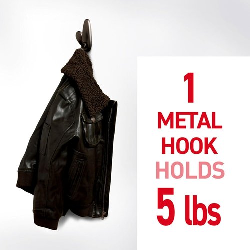 Command 5 lb Large Oil Rubbed Bronze Coat Hooks - Damage-Free Adhesive Strips for Home Decor | 2 Hooks Included