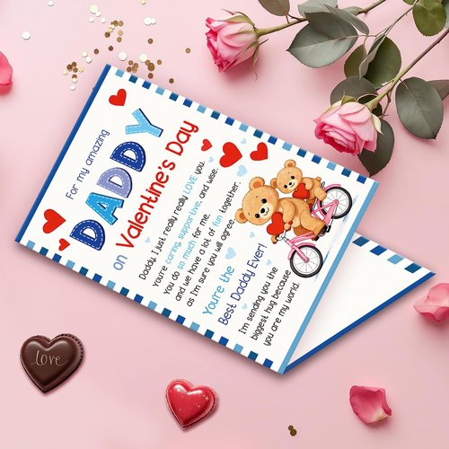 Hongshan Valentine's Day Card for Dad,Lovely Valentine's Day Gifts for Father from Daughter Son,Cute Vday Gift Decoration