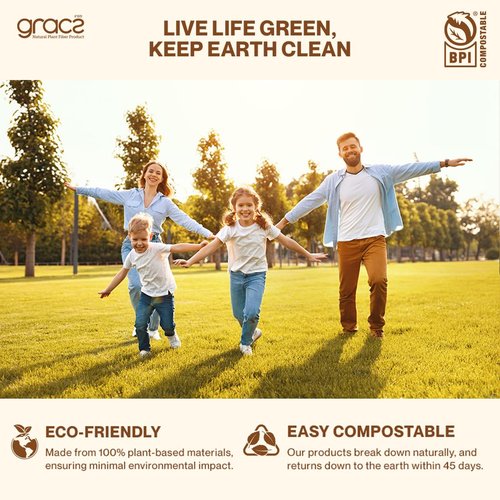 Gracz Disposable Plates - Oval Compostable Paper Plates 6.5-inch - Made from Renewable Sugarcane Fiber - For Home, Catering, Schools, Healthcare Facilities - Pack of 50