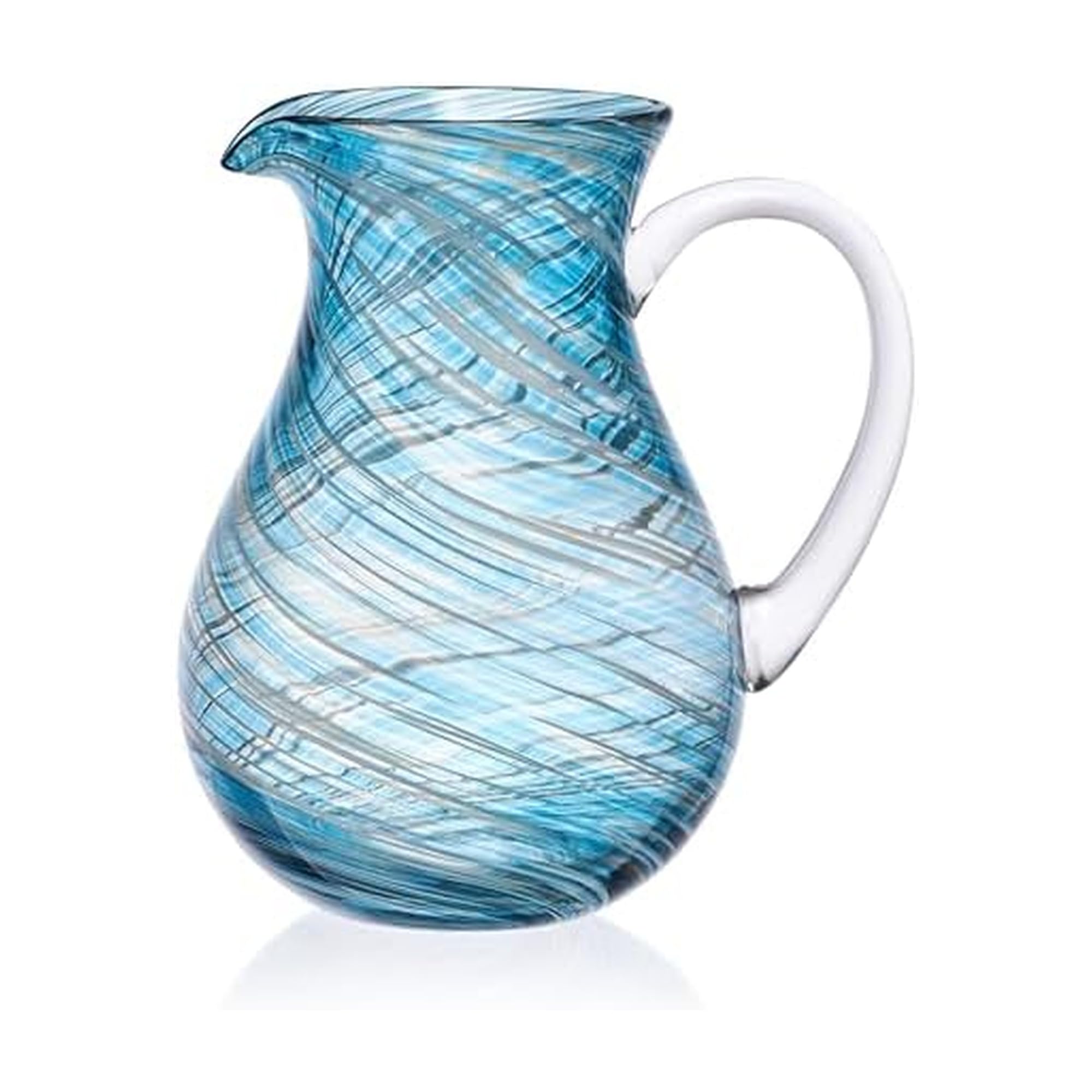Mikasa Color Swirl Blue Glass Jug Pitcher, 2.25 Quart