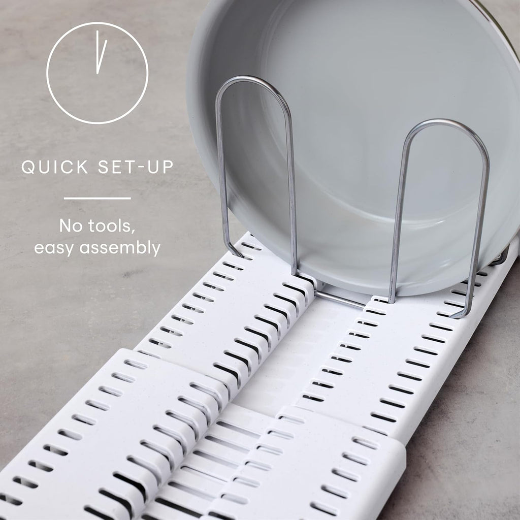 YouCopia StoreMore Expandable Pan Rack - Adjustable 12.5"-22" Kitchen Organizer with Steel Wires