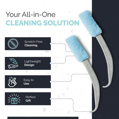 Reusable Feather Duster & Crevice Cleaning Brush | Versatile Cleaning Tools for Blinds, Window Tracks, Shutters, Baseboards, Kitchen Gaps | Microfiber Window & Space Cleaner (Pack of 2)