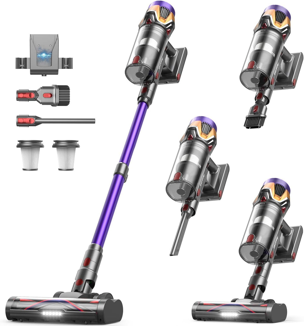 Skiennix Cordless Vacuum Cleaner - 55Kpa Suction Power, 70-Minute Runtime, Self-Standing Design | Ideal for Home & Pet Hair