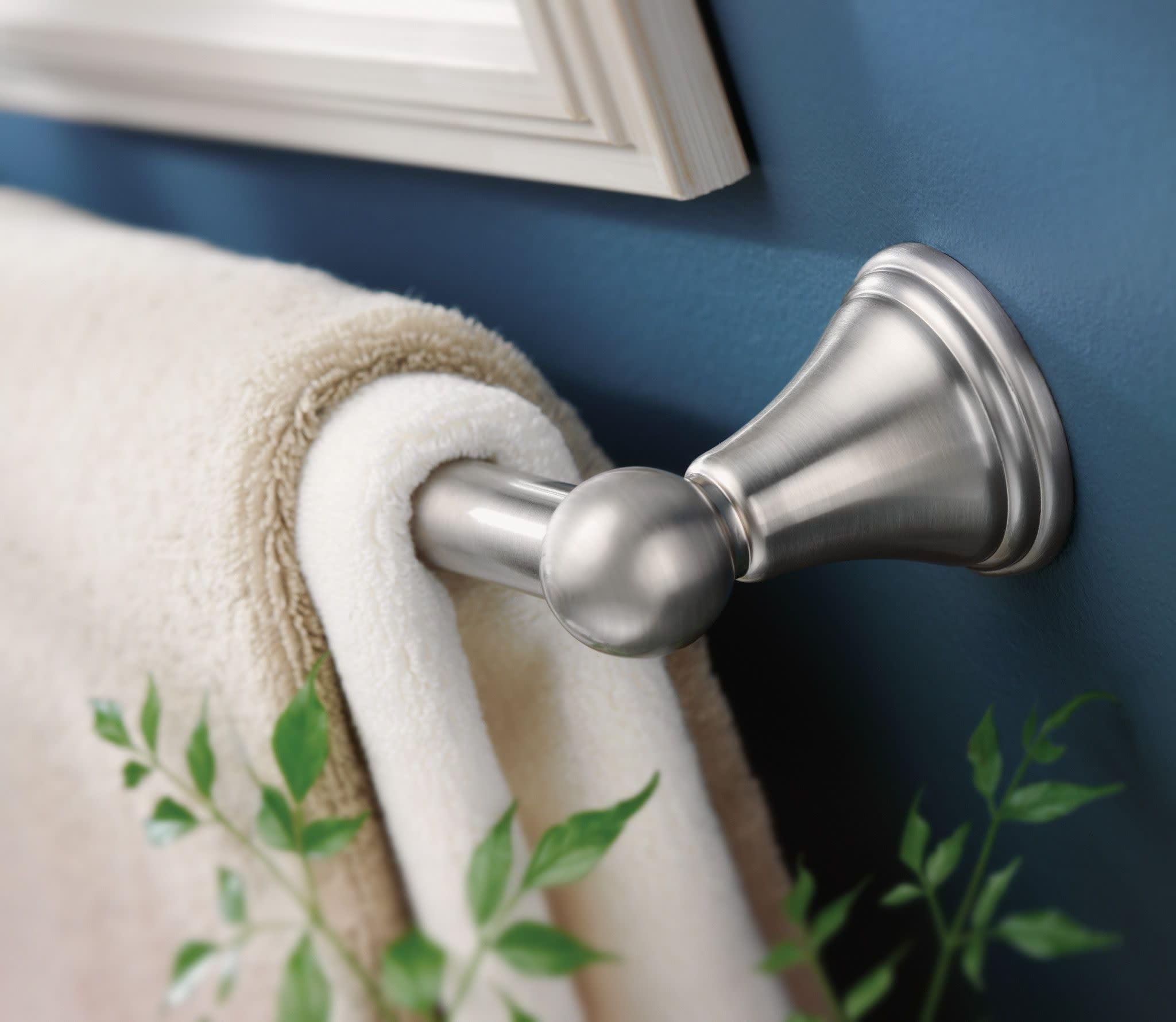 Moen Preston Brushed Nickel 24-Inch Single Wall Mounted Bathroom Towel Bar, DN8424BN
