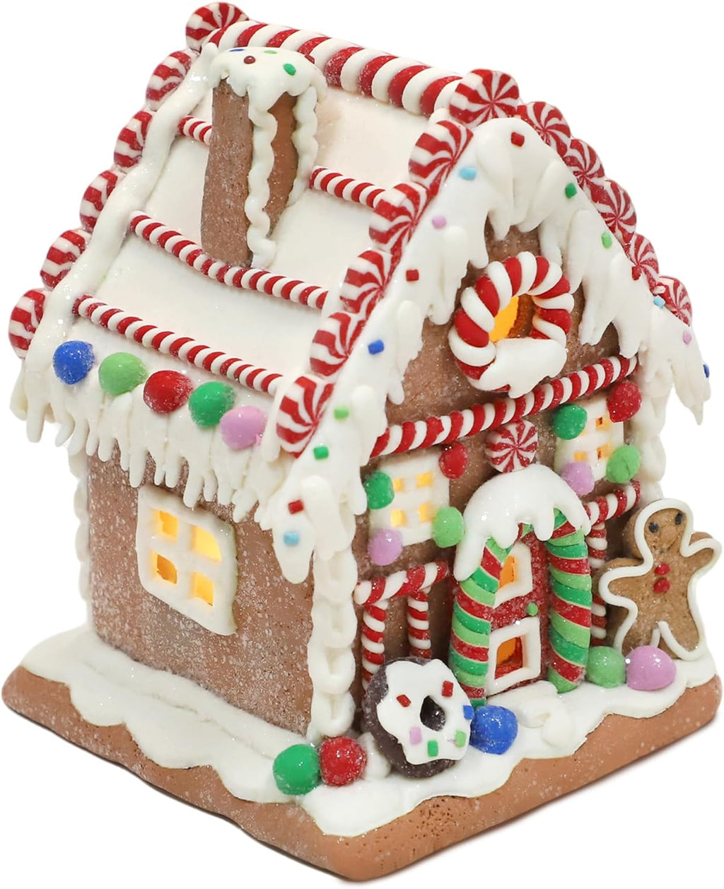 Skiennix Gingerbread House Decoration - Battery-Operated Light-Up Christmas Village Figurine | Handmade Style 1