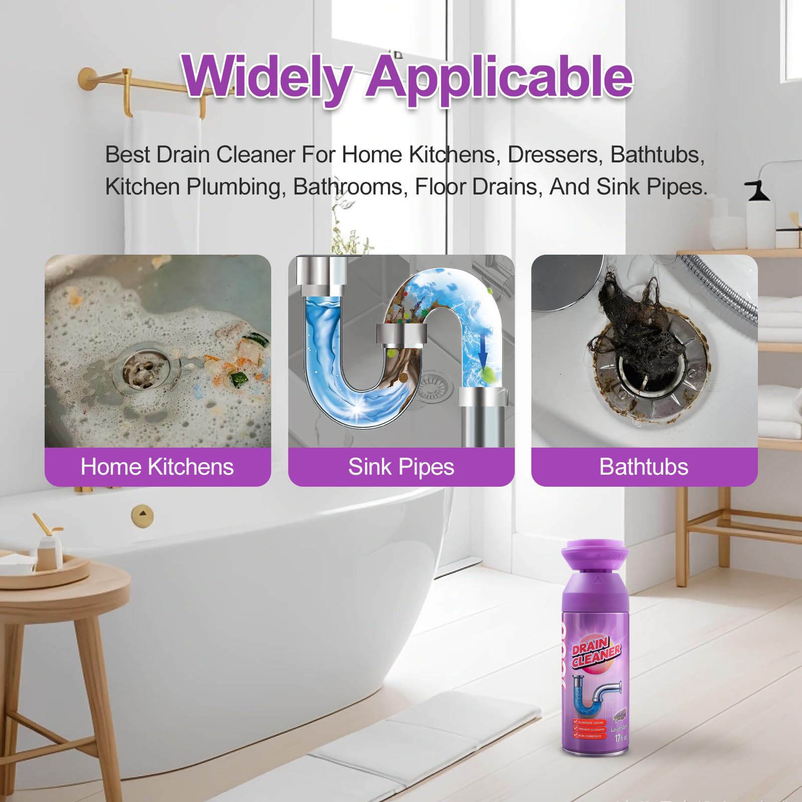 Yugou Foaming Sink Drain Cleaner Deodorizer& Clog Remover (Floral, 2pcs)