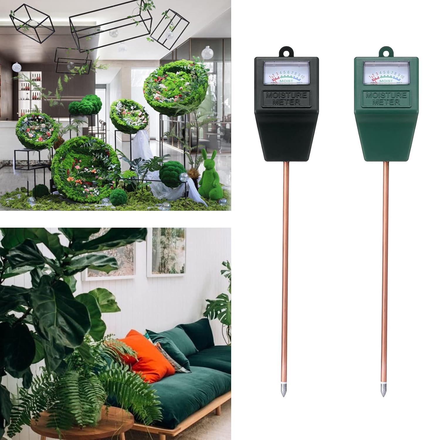 Skiennix Soil Moisture Meter - Accurate Plant Water Tester for Indoor & Outdoor Use | No Battery Required (Black & Green)