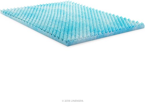 Linenspa Gel Memory Foam Mattress Topper - Reversible Egg Crate Design for Comfort - Queen Size