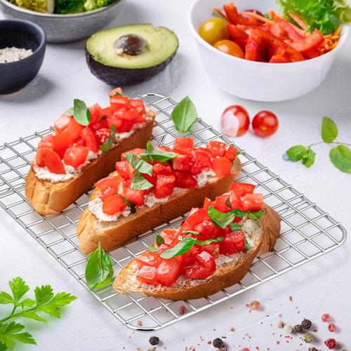 E-far Metal Toaster Oven Tray Set - 10.5”x8.3” Baking Sheet with Stainless Steel Rack for Cooking & Baking