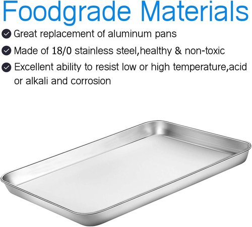 Bastwe Cookie Sheet Set - Commercial Grade Stainless Steel Baking Pans | Non-Toxic, Rust-Free, Easy Clean