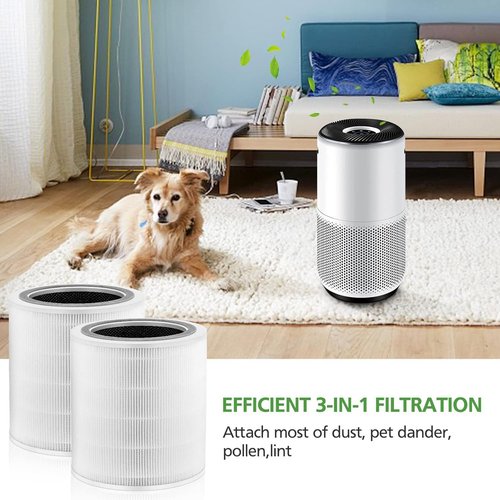 LEVOIT Core 400S Replacement Filter - 3-in-1 True HEPA & Activated Carbon - 2 Pack