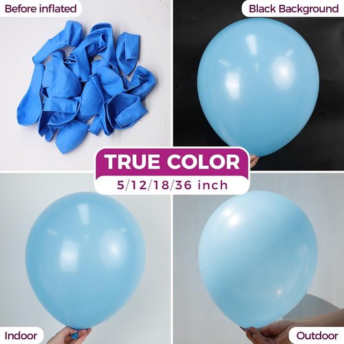 Bezente Blue Balloons - 100 Pack 12-Inch Round Latex Helium Balloons for Weddings & Parties