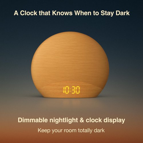 HOUSBAY Sunrise Alarm Clock for Bedroom – Natural Wake-Up Light, FM Radio & Bluetooth Speaker, Wood-Inspired Design, Dimmable Night Light for Adults & Phone-Free Mornings