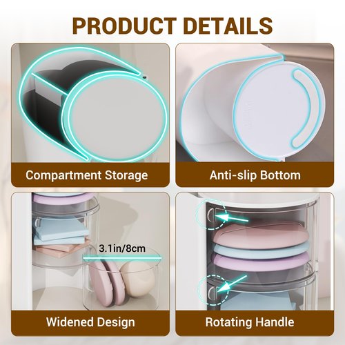Azurphoric Hair Accessories Organizer with Hair Brush Holder, Rotatable Makeup Brush Holder for Necklaces, Earring, Bracelet, Ring, Makeup Brushes, Hair Clip and Hair Accessories (Pink, 3-Layer)