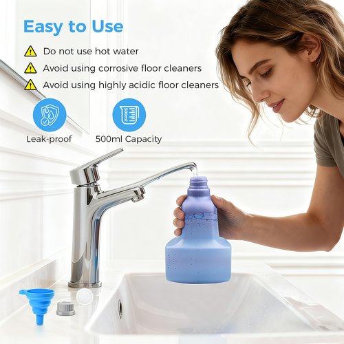 Ndoge Replacement Bottle for Swiffer® Wet Jet™ Mop, Refillable, 500 ML Leak-Proof HDPE Refillable Bottle, 17 FL OZ Solution Bottles with 14 Sealing Pads and 1 Folding Funnel