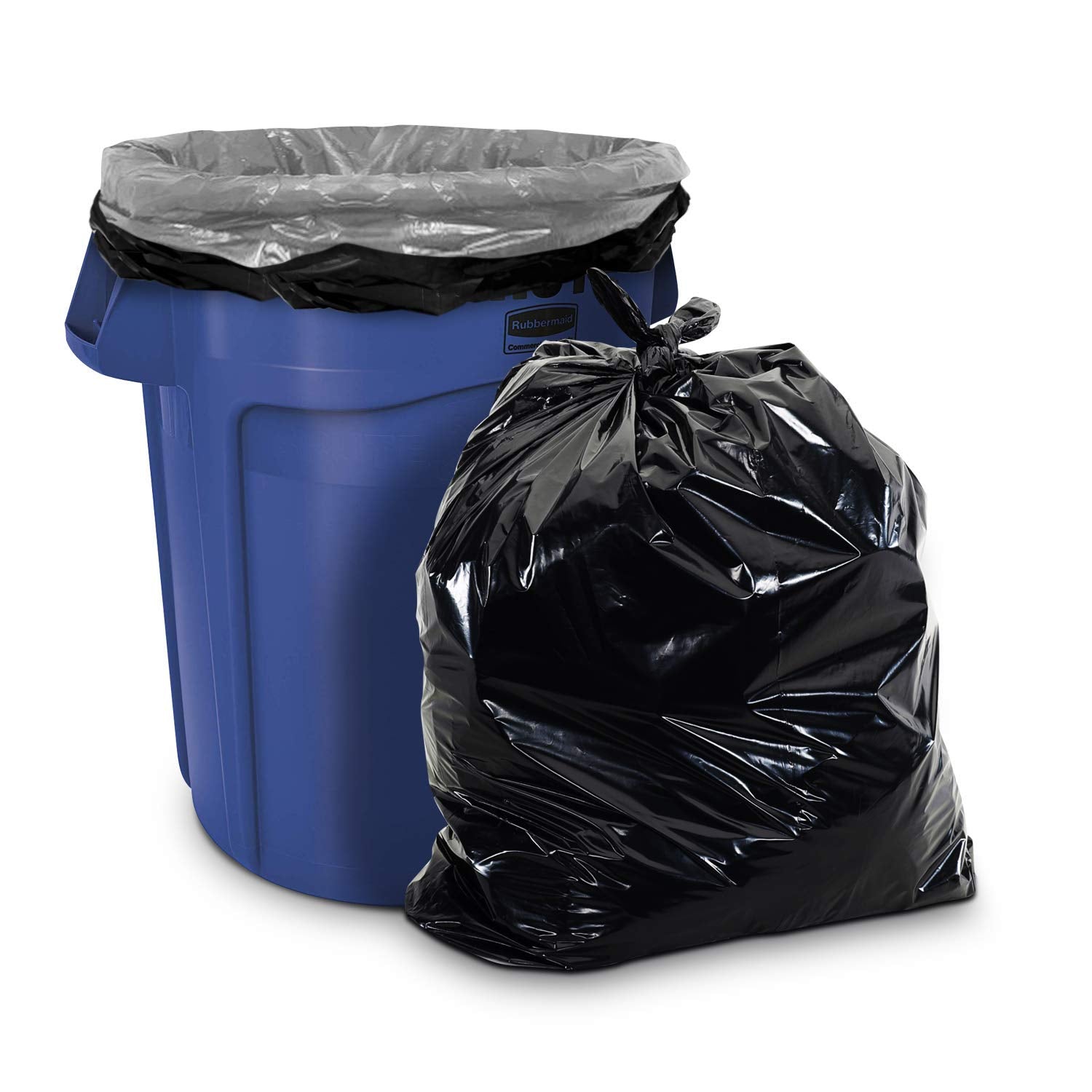 Aluf Plastics 33 Gallon 1.7 MIL (eq) Black Heavy Duty Trash Can Liners - 33" x 39" - Pack of 100 - For Contractor, Industrial, Commercial