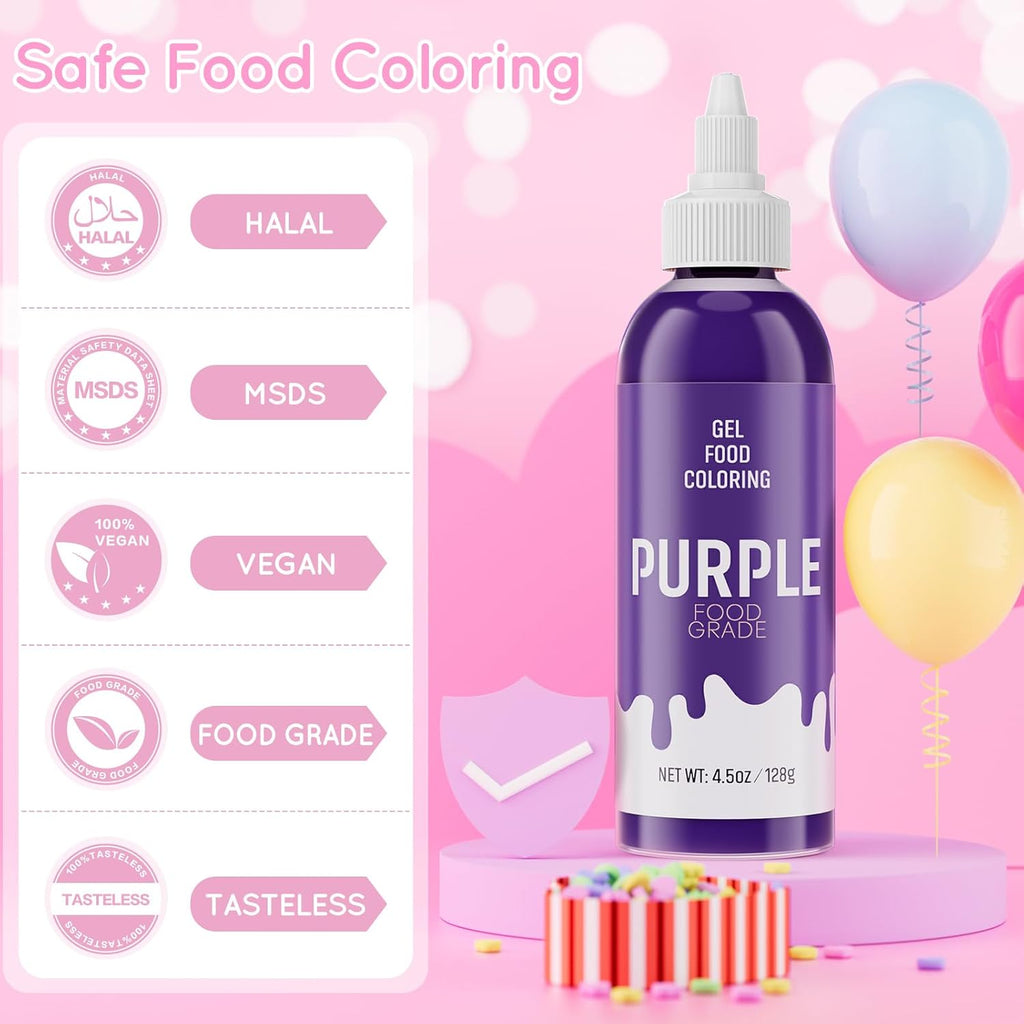 Skiennix Food Coloring Gel - Vibrant Purple Gel Dye for Baking, Icing, Fondant & More | 4.5 oz (128g)