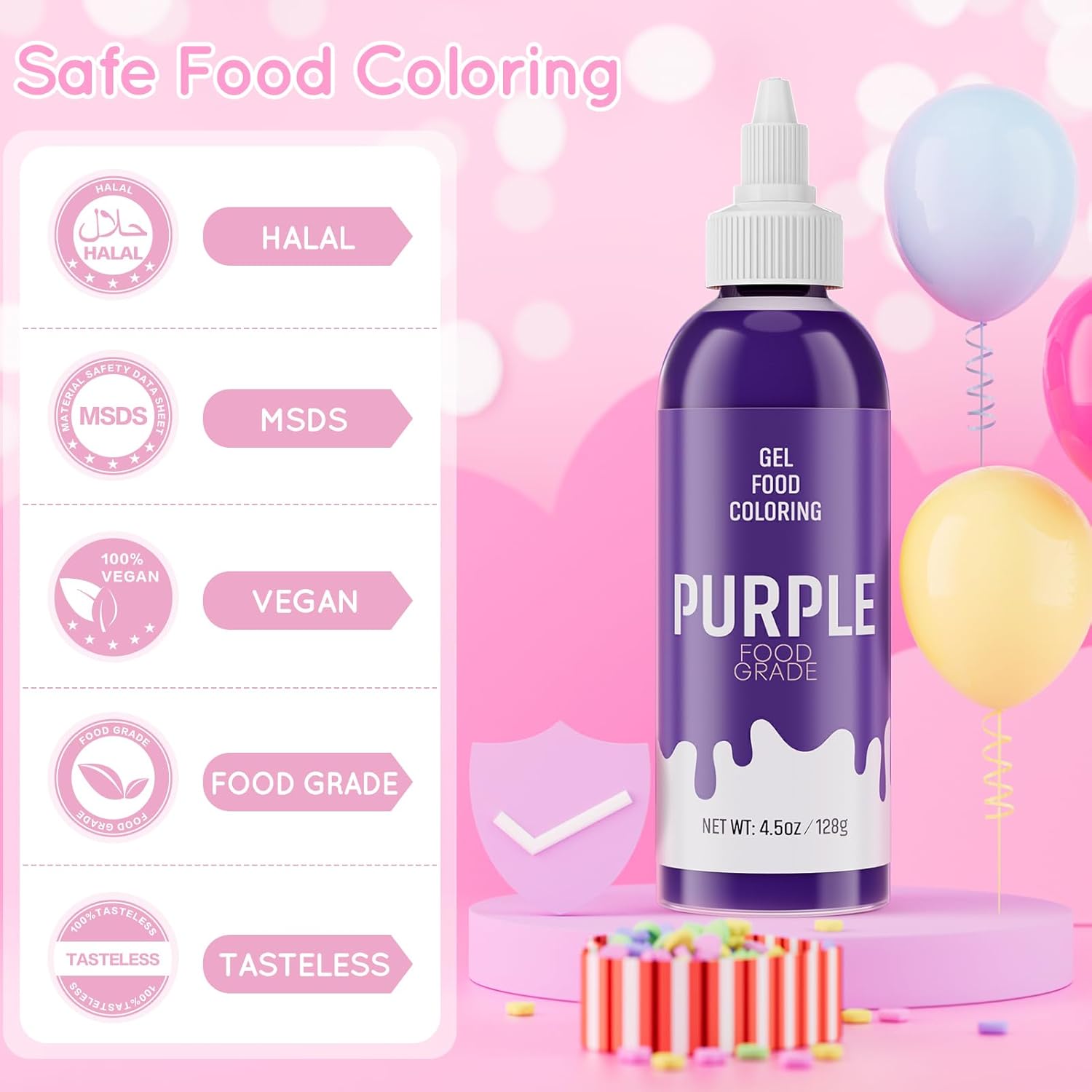 Skiennix Food Coloring Gel - Vibrant Purple Gel Dye for Baking, Icing, Fondant & More | 4.5 oz (128g)