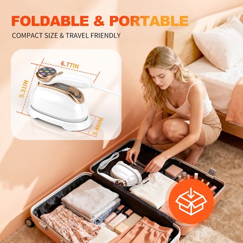 Travel Steamer for Clothes, 1200W Handheld Fabric Steamer for Clothes, 6 Modes with LCD Display, Powerful Wrinkle Remover for Home & Travel, 160ml Water Tank, 10S Fast Heat-Up, White, 1 Piece
