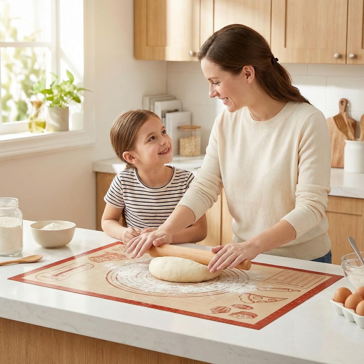 Silicone Baking Pastry Dough Mat - Extra Large 26x16 Inch Nonstick Rolling Sheet for Cookies & Bread