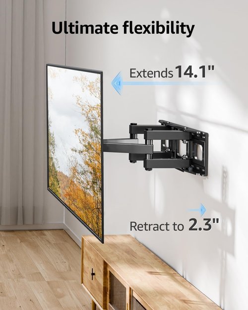 EconoMe TV Wall Mount - Full Motion Articulating Dual Arms for 32-65 Inch TVs | Swivel & Tilt, Max VESA 400x400mm