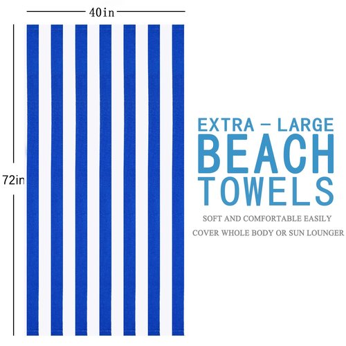 6 Packs Oversized 72x40 Inch Stripe Beach Towel Thin Terry Set XL Big Extra Large Accessories Essentials Soft Clearance Super Absorbent Pool Travel Bath Swim Camping Towels Bulk Men Women Adults Gift