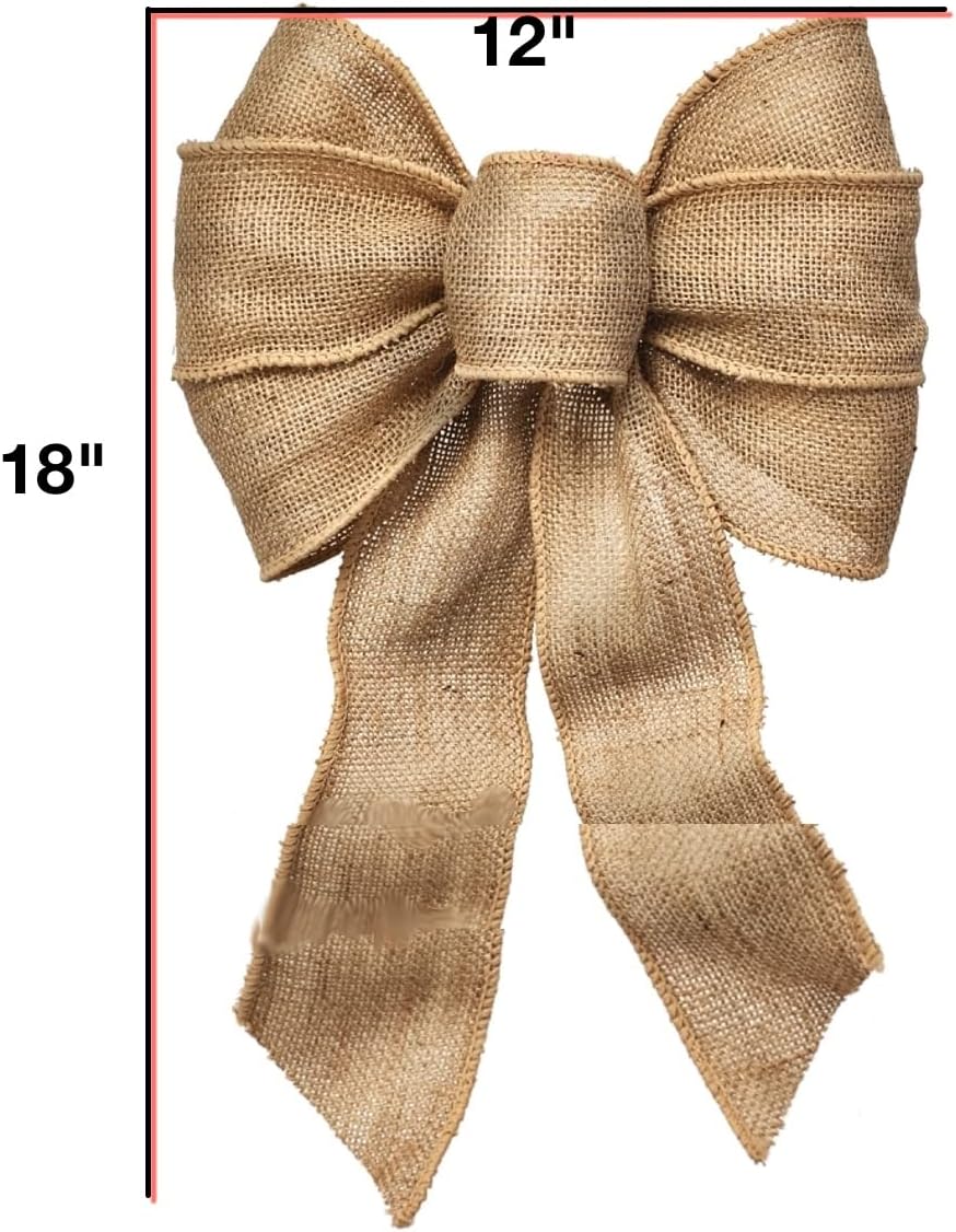 Rocky Mountain Good Burlap Bow - Hand-Tied Wired Design (12” x 18”, Pack of 3) | Perfect for Wreaths, Weddings, Crafts, and Holiday Decor