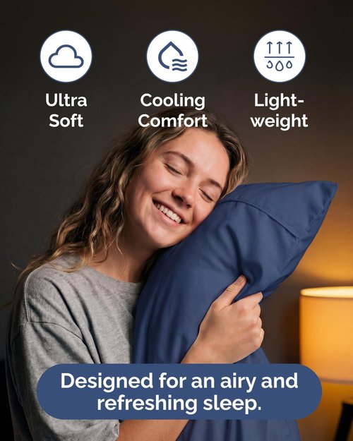 Lightweight Bed Sheet Set by [Brand Name] - Cooling Twin XL Bedding for Hot Sleepers - Breathable with Deep Pockets - Navy Blue