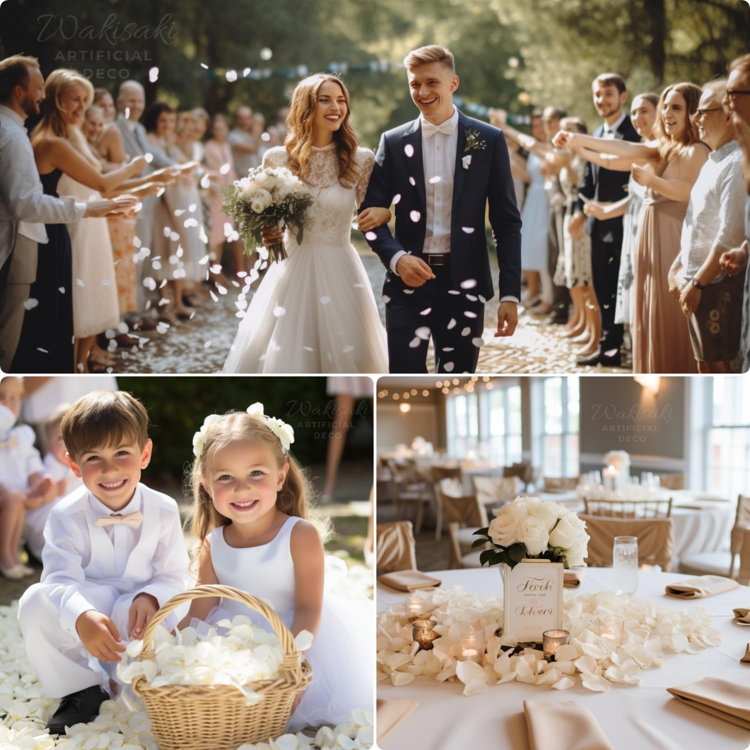 Skiennix Artificial Silk White Rose Petals - Scented & Pre-Separated for Weddings | 1000 Pcs Cream