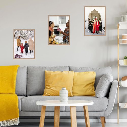 JCJMY 16x24 Picture Frame - Rustic Brown Wall Gallery Frame for Photos & Canvas in Horizontal/Vertical Formats