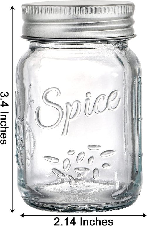 Coloch 30 Pack Glass Mason Spice Jars - 4 Oz with Shaker Lids, Airtight Caps & Labels